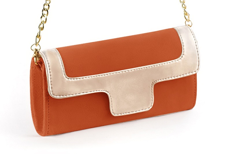 Terracotta orange and gold luxurious elegant clutch for ceremonies, weddings and evenings out.